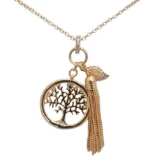 Vera Bradley Women's Tree of Life Celebrate Family Gold Tone 32" Necklace NWT