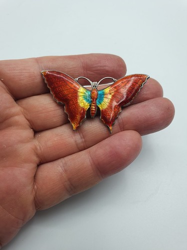 Vintage Silver Enamel Butterfly Brooch - Picture 5 of 10