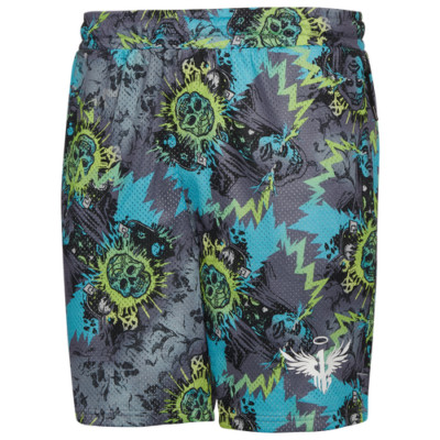 $70 Puma Lamelo Melo Blue Hive AOP Shorts Volt Grey Men s Size Small 625148-01