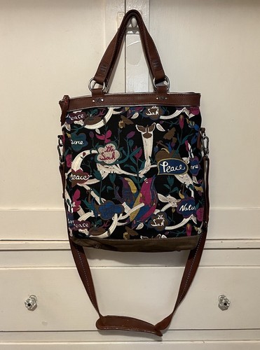 SAKROOTS Artist Circle Artillery Peace Print Handbag Purse Tote Shoulder - Picture 4 of 8