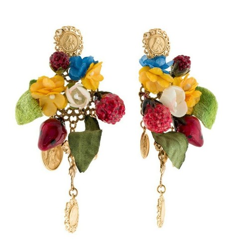 DOLCE & GABBANA Orecchini Frutta e Fiore Oro Monete Charms SICILIA Clip - Foto 2 di 4