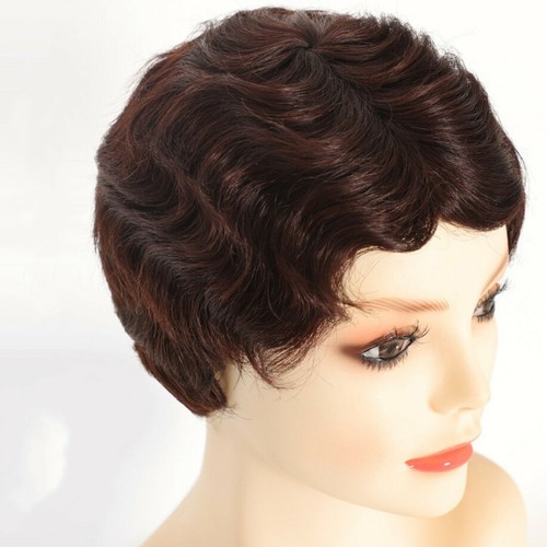 Women Human Hair Wig Short Finger Retro Body Wave Party Wig Part Sexy Ladies Wig - Picture 7 of 7