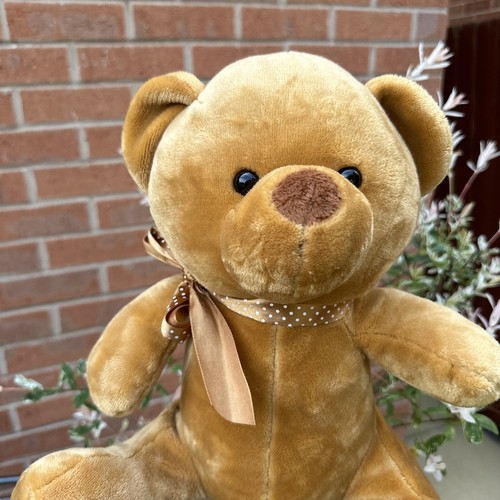 Teddy velvet Bear by Mumbles tan soft toy spotty bow mm032 large 12" tall - Picture 4 of 8
