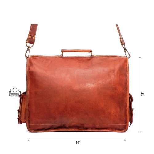 Mens Business Soft Leather Briefcase Handbag Laptop Messenger Bag Shoulder Brown - Picture 3 of 4
