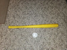 Vintage Plastic Bat Yellow Baseball All Pro H-G TOYS Made in USA 27.5” with Ball