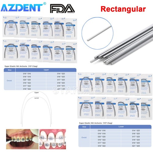 AZDENT Dental Ortho Super Elástico Niti Rectangular Arco Alambres Ovoides/Soportes - Imagen 31 de 46
