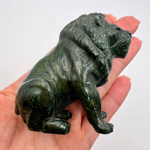 Vintage Sitting Lion Fegorine Hand Carved Statue Natural Gemstone Home Decor - Picture 4 of 7