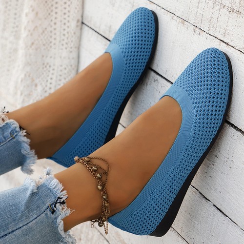 Zapatillas planas de ballet casuales transpirables de punto para mujer - Imagen 9 de 32