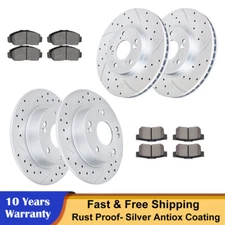 Front Rear Drilled Disc Rotors Ceramic Brake Pads for 2003 - 2007 Honda Accord