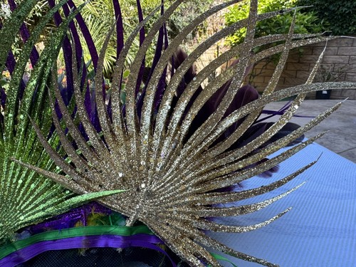 Mardi Gras MasqueradeMask-Handmade Feathers Glitter & 30” Ribbons Party Costume - Picture 11 of 12