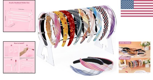Elegant Clear Acrylic Headband Organizer - Durable Display Stand for Women - Picture 2 of 9