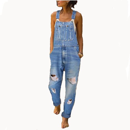Denim-Overalls Für Damen Strampler-Overalls Für Damen Zerrissene Overalls C8 - Bild 7 von 16