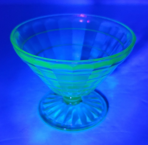 Anchor Hocking Block Optic Parfait Cup Green Vaseline Glass Ice Cream Pudding - Picture 13 of 15