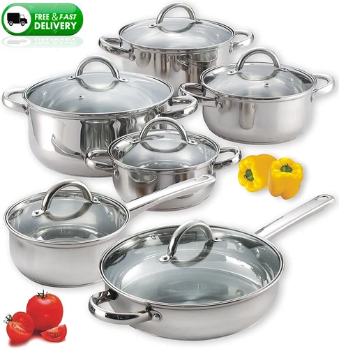 Juego De Cacerolas Y De Ollas De Cocina Set De 12 Piezas Acero Inoxidable. VIP