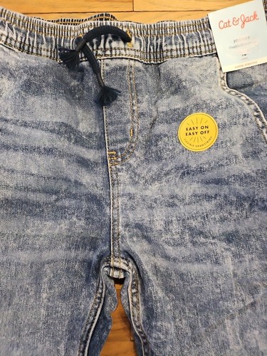 Cat & Jack Boys Size 14 Super Stretch Jogger Flexible Drawstring Jeans Blue New - Picture 4 of 14