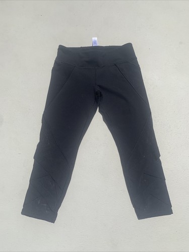 Iviva by Lululemon Girl Sz 14 (XL) Capri Pants Sheen Layered Legs~Black~ - Picture 1 of 7