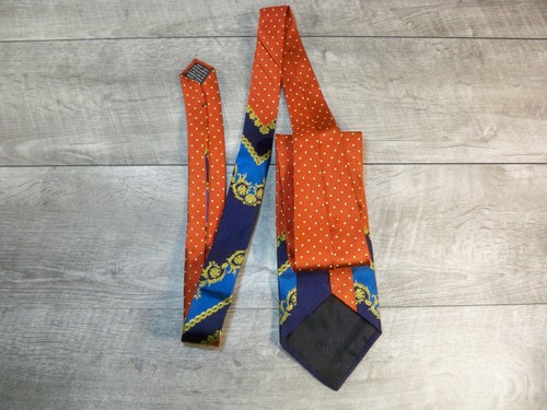Vintage Gianni Versace Gold Medusa Silk Neck Tie Floral Polka Dot Luxury Great - Bild 10 von 12