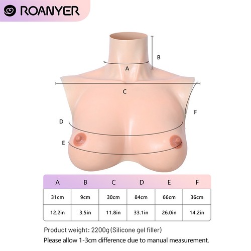 Roanyer D Cup Silicone Bottom Free East West Shape False Breast Forms for CD Cos - Picture 9 of 15
