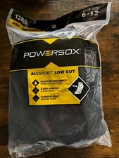 Powersox AllSport Moisture Wicking Men's Low Cut Socks 12 Pair Black sz 6-12