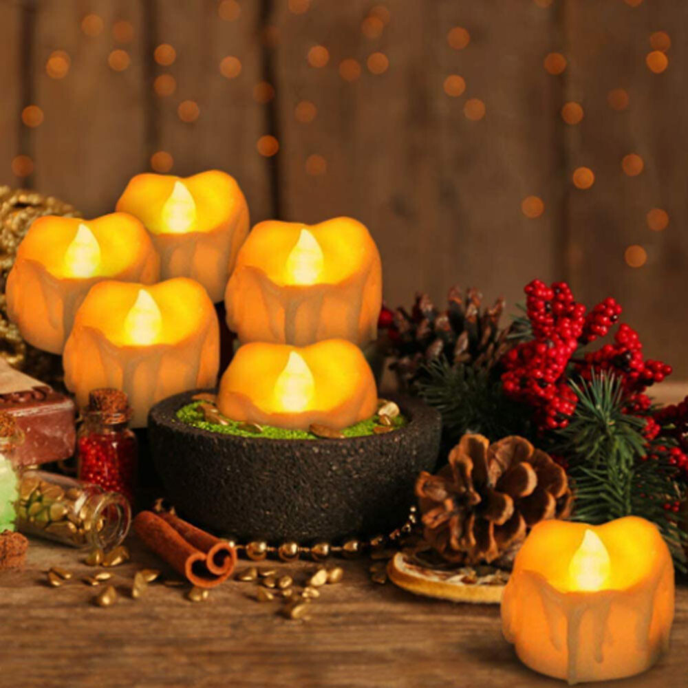 12 24 LED Tea Lights Flickering Battery Operated Candles with
