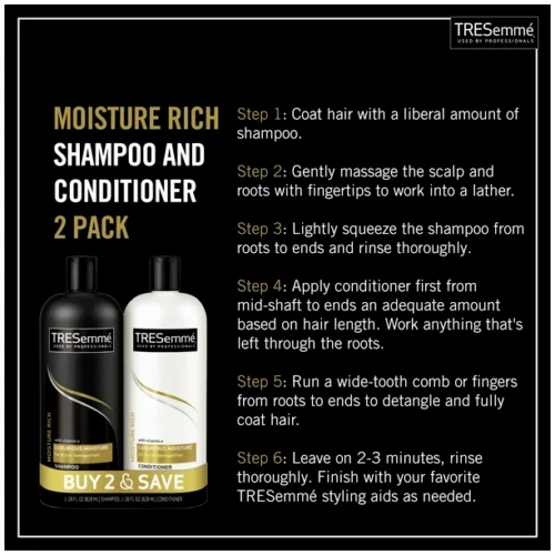 Tresemme Rich Moisture Shampoo and Conditioner - 28 oz, 2 Count (buy 2 and save) - Image 3 of 4