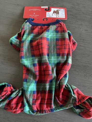  Wondershop  RED,BLACK,GREEN PLAID FLANNEL PAJAMAS PUPPY/DOG SMALL NWT - Picture 1 of 4