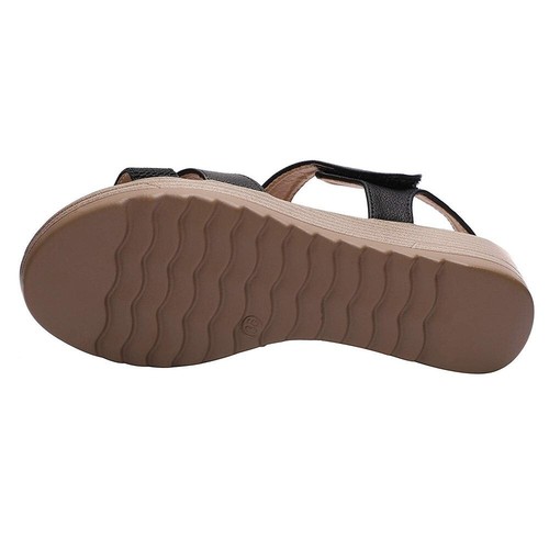Damen Keilabsatz Sandalen Riemchen Cutout offene Zehenpartie EVA Laufsohle Komfort Schuhe - Bild 5 von 5