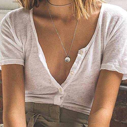 Dainty Layered Choker Necklace, Handmade 14K Gold Plated Y Pendant Necklace Gift - Bild 5 von 7