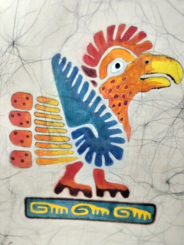 Quadro disegno pappagallo maya vintage firmato Walter Grady Batik incorniciato - Foto 4 di 6