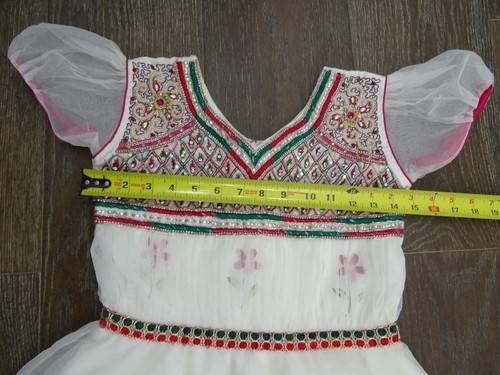 Vintage Elfenbein Kleid bestickt Perlen Made in India Gr. XS halb formell Tanz - Bild 9 von 12