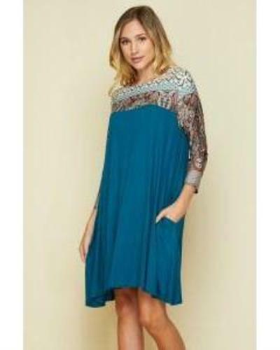 Daze of Wonder Contrast Print 3/4 Sleeve Swing Dress - Picture 2 of 5
