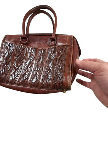 Etienne Aigner Vintage Leather Woven Weave Braided Top Handle Satchel - Picture 3 of 12