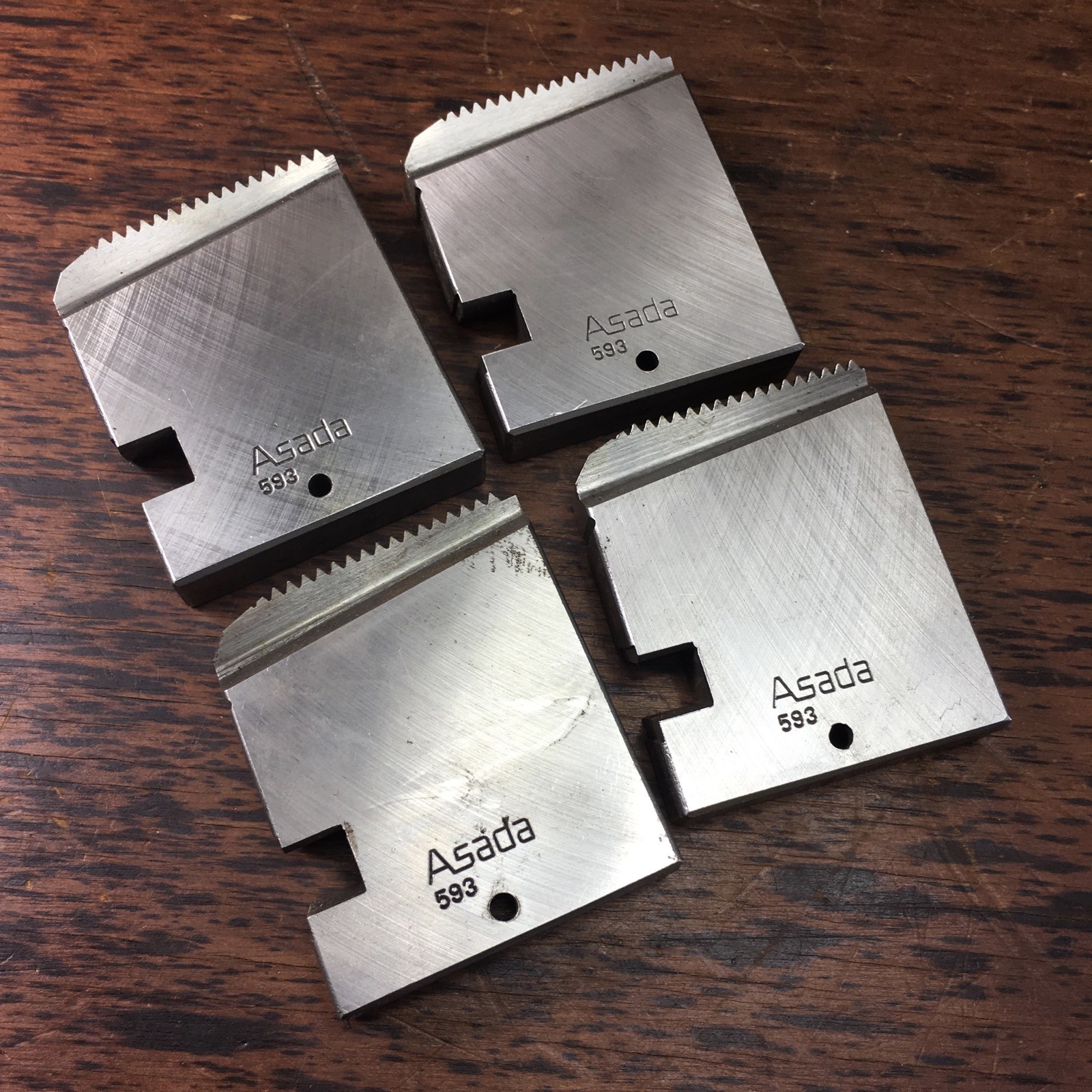 SET X4 ASADA 593 31/2" 4" THREAD CHASING CUTTING DIES JAPAN AS NEW