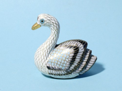 Pair of Asian Cloisonne Enamel Swan Figurines Ornaments #12 - Picture 8 of 11