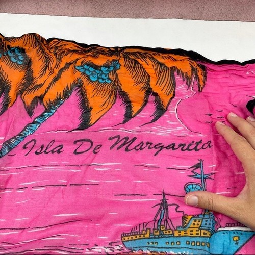 Sai Baba Margarita Venezuela Pink Black Scarf Isla De Margarita Cotton - Picture 2 of 7