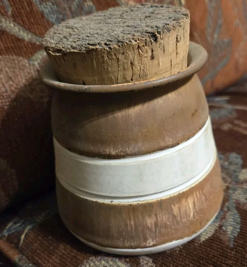 Vtg Stoneware Jar W Cork Storing Alms Signed by the Artist - Image 3 of 4