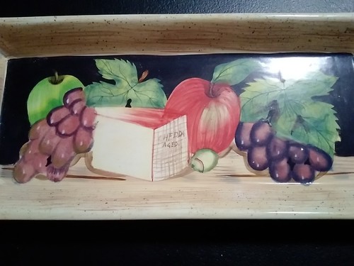 American Atelier Napa Cheese, Apple, Grapes Platter Serving Tray 11" x 5" - Picture 4 of 4