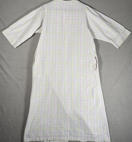 Miss Elaine Women’s Size M Housecoat House Dress Spring Pastel Seersucker Zip - Picture 10 of 12