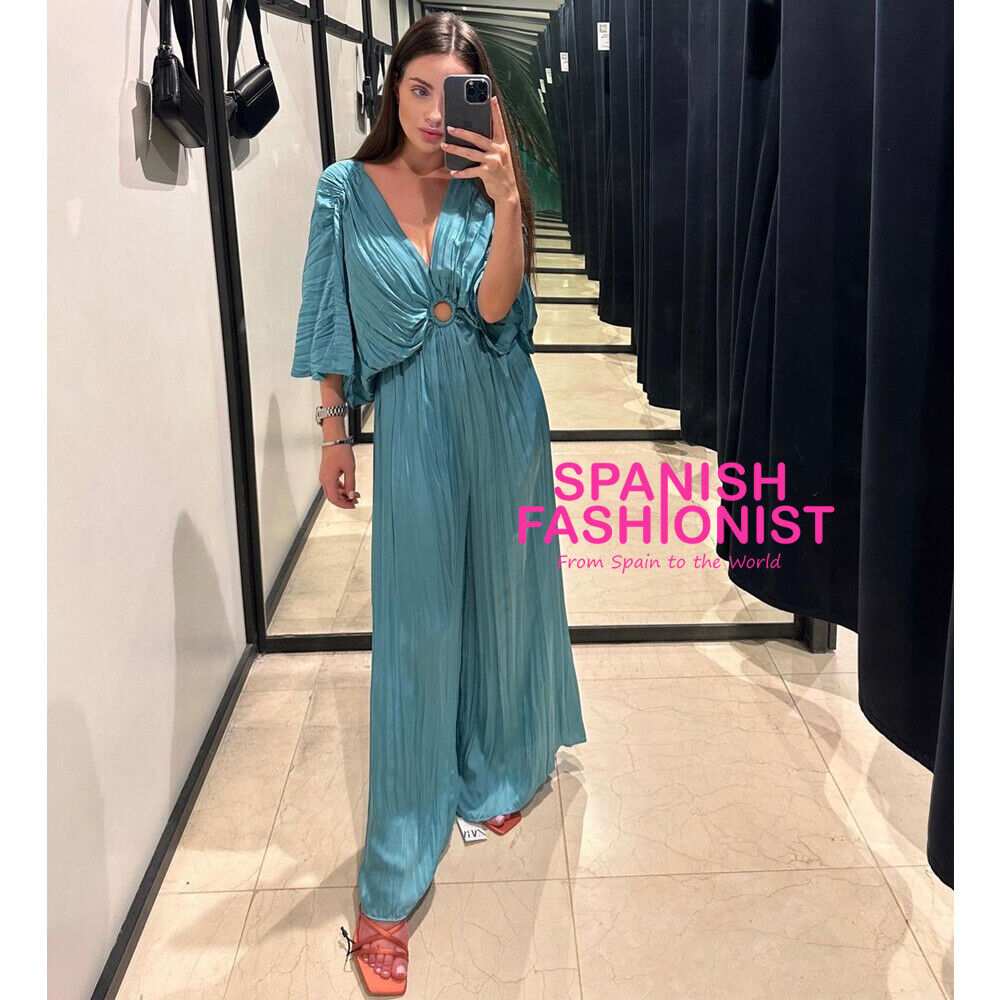 ZARA WOMAN NWT SS23 SATIN EFFECT PLEATED RING JUMPSUIT ALL SIZES ZARA WOMAN NWT SS23 SATIN EFFECT PLEATED RING JUMPSUIT ALL SIZES