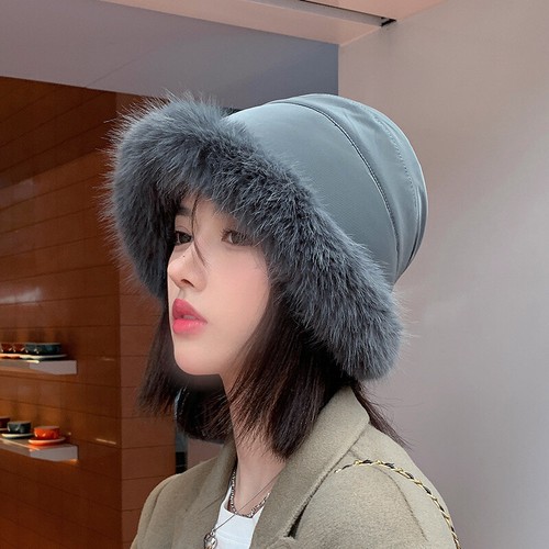 Women Warm Fluffy Plush Bucket Hat Winter Faux Fur Solid Soft Warm Fisherman Cap - Picture 1 of 11