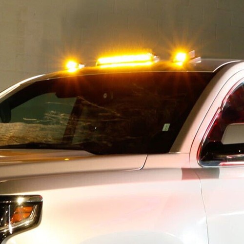 Smoked Lens 3Pcs Cab Roof Marker Running Lights w/Amber LED Lamps For Truck SUV - Picture 11 of 12