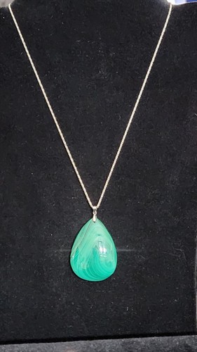 Gorgeous Large Malachite Sterling Silver Pendant Necklace. 18 inch - Picture 20 of 21