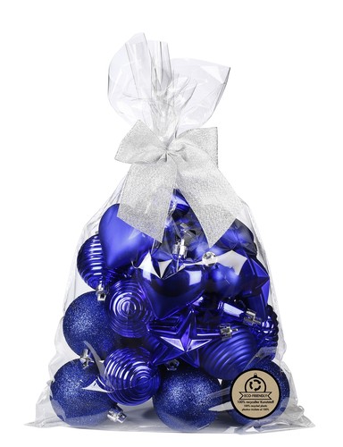 30 Weihnachtskugeln 5-7cm Kunststoff Sterne Zapfen Herzen Mix Christbaumkugeln - Bild 9 von 13
