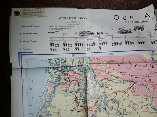Vintage 1966 Denoyer-Geppert Social Science Map WA31 Farming and Grazing - Picture 5 of 12