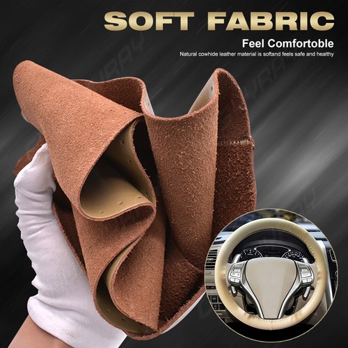 15" Dark Beige PU Leather Car Steering Wheel Cover for Ford Expedition - Bild 12 von 15