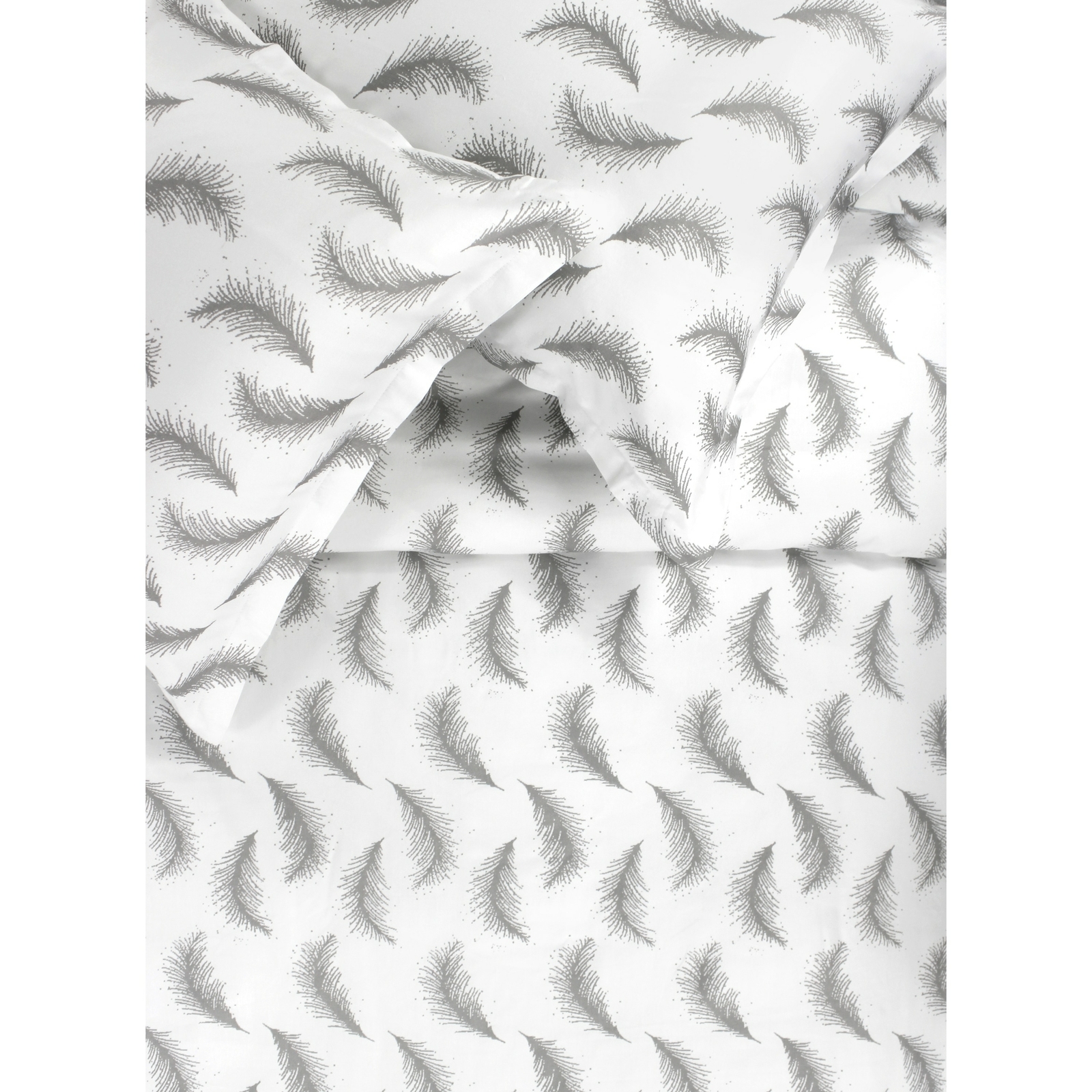 Printed Design Cotton Collection 400 Thread Count Grey White Floating Feather Printed Design Cotton Collection 400 Thread Count Grey White Floating Feather