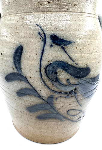 VTG LARGE 80s ROWE Salt Glazed Pottery 10,5" Crock w/Lid Bird Motif Beautiful! - Picture 4 of 11