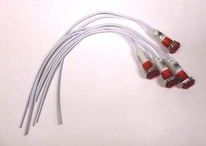 4 BBT Brand 110 volt AC Waterproof Red LED Square Panel Indicator Lights.