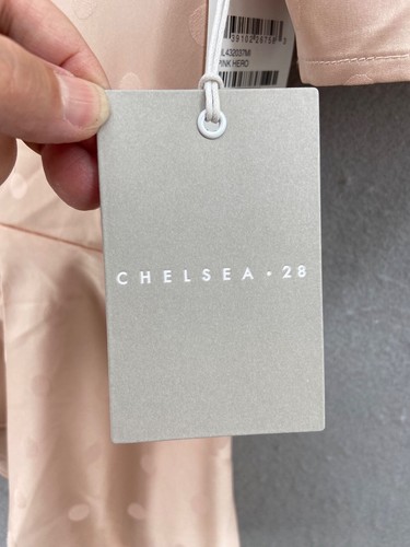 Camisa Chelsea28 M rosa lunares cuello en V manga corta satinada nueva con etiquetas - Imagen 7 de 15