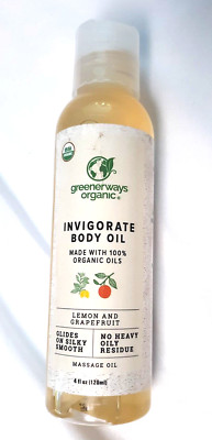 Greenways Organic Invigorate Body Oil Lemon Grapefruit 4 Fl oz